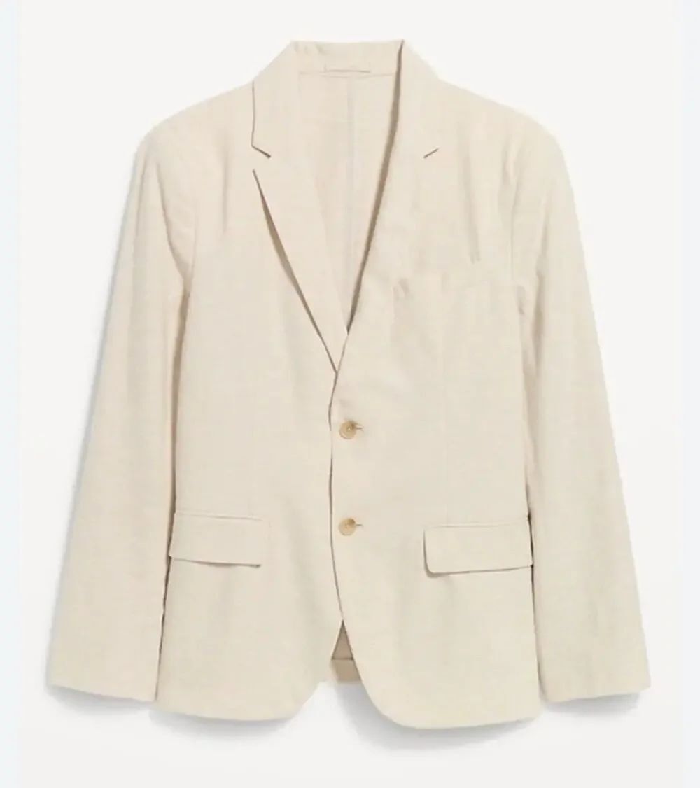 NWT GAP Linen Blend Blazer Jacket Beige Unlined Relaxed Fit sz Small